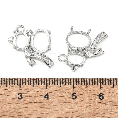 Brass Micro Pave Clear Cubic Zirconia Pendant Cabochon Settings KK-C259-07P-1