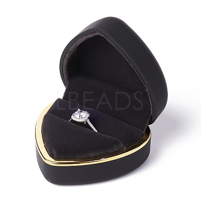 Heart Plastic Jewelry Ring Boxes OBOX-F005-04B-1