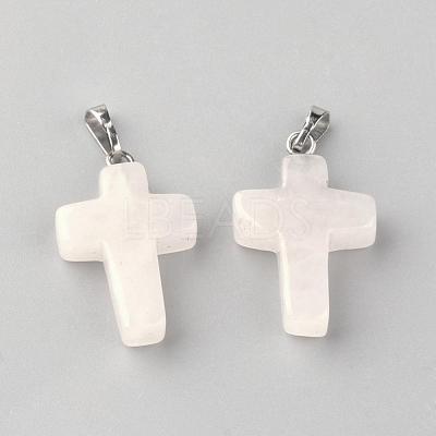 Natural Rose Quartz Pendants G-J354-09-1