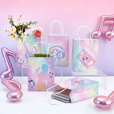 24Pcs 2 Styles Rainbow Color Musical Paper Packing Tote Bags ABAG-PH0001-83-1