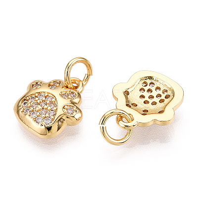 Brass Micro Pave Clear Cubic Zirconia Charms KK-T070-06G-NF-1