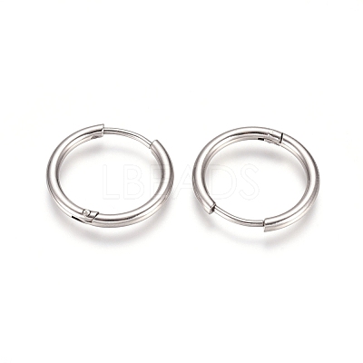 Tarnish Resistant 304 Stainless Steel Huggie Hoop Earrings EJEW-G272-02-14mm-P-1