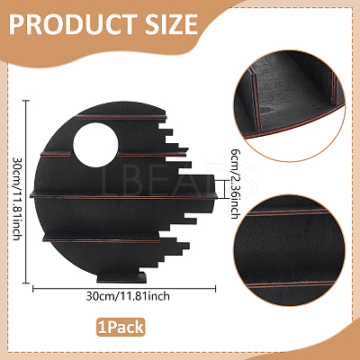 5-Tier Multipurpose Crescent Moon Wood Wall Mounted Minifigures Organizer Display Shelf ODIS-WH0038-169-1