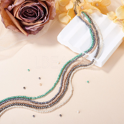 5 Strands 5 Colors Faceted Rondelle Full Rainbow Plated Electroplate Glass Beads Strands EGLA-TADJ0001-10-1