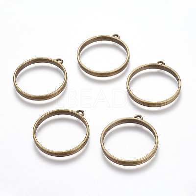 Vintage Findings Tibetan Style Alloy Ring Frame Pendants for DIY Resin Pendants X-TIBEP-M019-01AB-NF-1