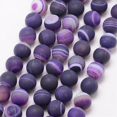 Natural Striped Agate/Banded Agate Bead Strands G-K166-12-10mm-02-1