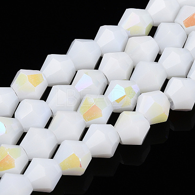 Opaque Solid Color Electroplate Glass Beads Strands EGLA-A039-P6mm-L15-1
