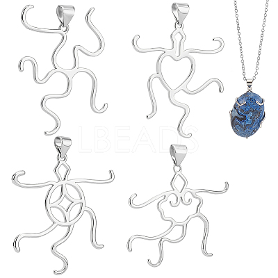 4Pcs 4 Styles Brass Pendant Cabochon Settings KK-PH0010-44P-1