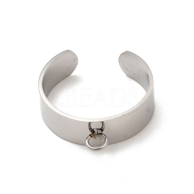 Non-Tarnish 304 Stainless Steel Open Cuff Ring Components STAS-C067-01A-P-1