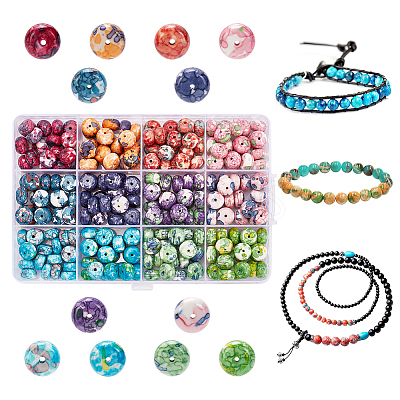 240Pcs 12 Colors Synthetic Ocean White Jade Beads Strands G-AR0005-25-1