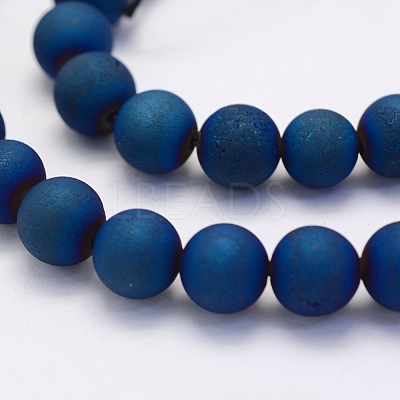 Electroplate Natural Druzy Agate Beads Strands X-G-G708-6mm-03-1