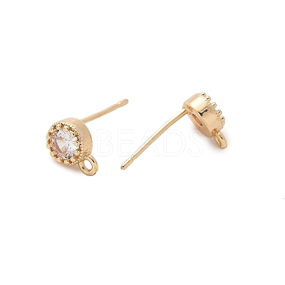 Brass Clear Cubic Zirconia Stud Earrings Finding for Women KK-A244-10A-G-1
