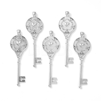 Tibetan Style Alloy Key Pendant Cabochon Bezel Settings X-PALLOY-J494-51AS-1