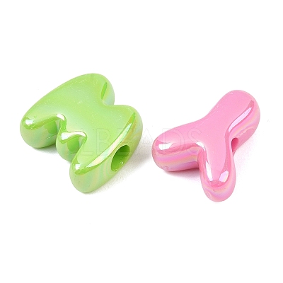 AB Color Plated Opaque Acrylic European Beads AC-CBAE09B-02-1