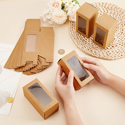 Kraft Paper Candy Boxes with PVC Clear Window CON-WH0097-07A-02A-1
