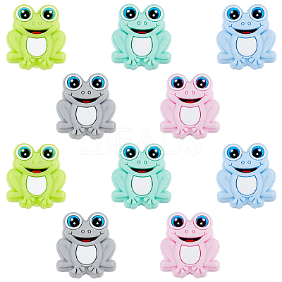 10Pcs 5 Colors Food Grade Eco-Friendly Silicone Beads SIL-HY0001-25-1