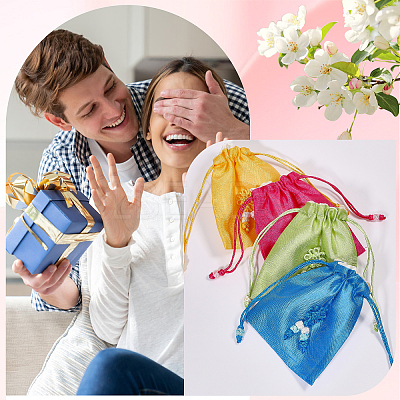 6Pcs 6 Colors Rectangle Cloth Packing Pouches ABAG-CA0001-15-1