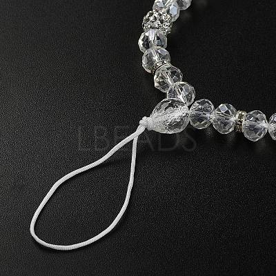 Rondelle Glass & Polymer Clay Rhinestone Beads Phone Hand Strap Chains HJEW-YW0001-05D-1