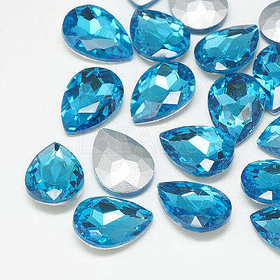 Pointed Back Glass Rhinestone Cabochons RGLA-T081-10x14mm-12-1