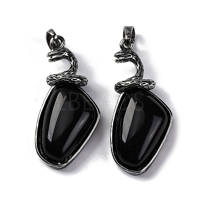 Natural Obsidian Pendants G-K338-42AS-01-1