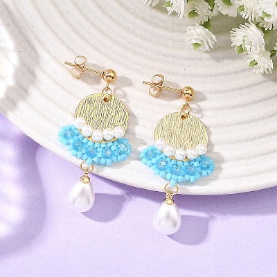 Brass Glass Seed Bead Chandelier Earrings EJEW-MZ00762-01-1