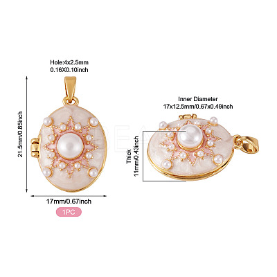 1Pc Brass Enamel Locket Pendants KK-TADJ0001-05B-1