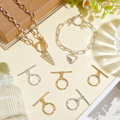 10Pcs 2 Colors Brass Toggle Clasps KK-BBC0021-22B-1