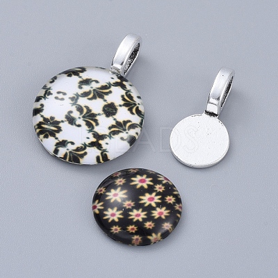 Tibetan Style Alloy Glue On Flat Pad Pendant Bails X-TIBEP-1124-AS-LF-1