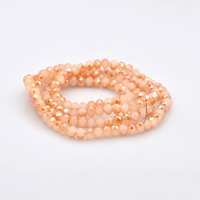 Half Rainbow Plated Faceted Rondelle Imitation Jade Glass Beads Strands GLAA-A024C-HR09-1