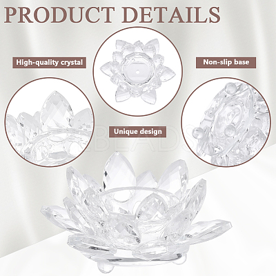 Lotus Shape Glass Candle Holder DJEW-WH0039-176A-1