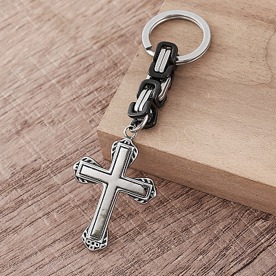 Punk Style 304 Stainless Steel Cross Keychains GV8385-1