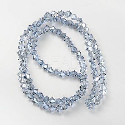 Electroplate Faceted Bicone Glass Beads Strands X-EGLA-P017-4mm-13-1
