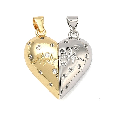 Valentine's Day Brass Micro Pave Clear Cubic Zirconia Split Pendants KK-A293-28A-G-1