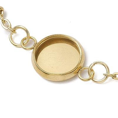 2Pcs 2 Colors 304 Stainless Steel Round Cabochon Setting Bracelets BJEW-JB11092-1