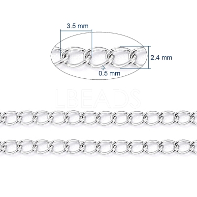 Non-Tarnish 3.28 Feet 304 Stainless Steel Curb Chains X-CHS-F006-04A-P-1