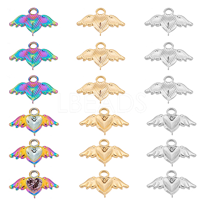 18Pcs 3 Colors 304 Stainless Steel Pendant Rhinestone Settings STAS-UN0044-61-1