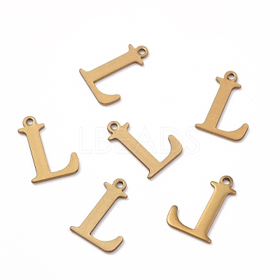 304 Stainless Steel Alphabet Charms STAS-H122-L-AB-1