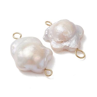 Natural Baroque Keshi Pearl Plum Bossom Flower Links Connector Charms PALLOY-JF05270-1