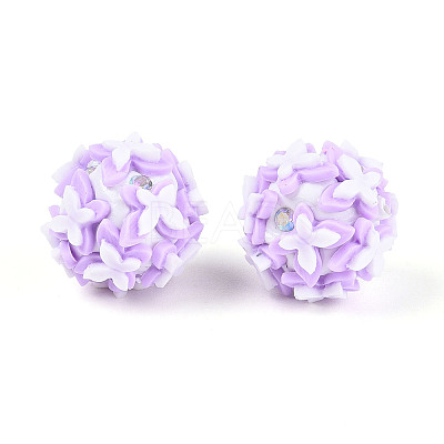 Handmade Polymer Clay Rhinestone and Resin Beads CLAY-T022-01E-1