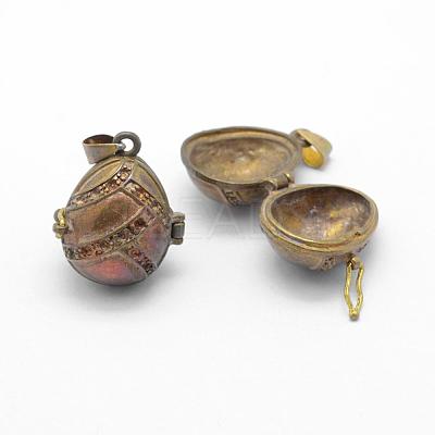 Brass Prayer Box Pendants KK-F722-23C-RS-1