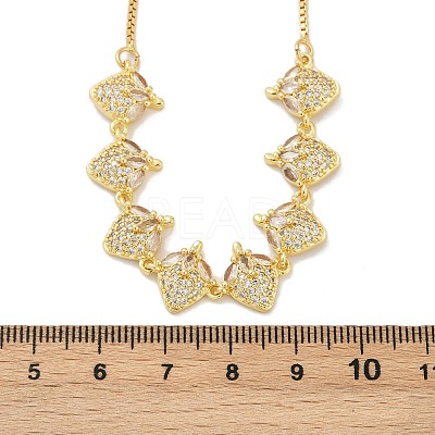 Brass Micro Pave Clear Cubic Zirconia Fruit Bib Necklaces NJEW-F342-01A-G-1