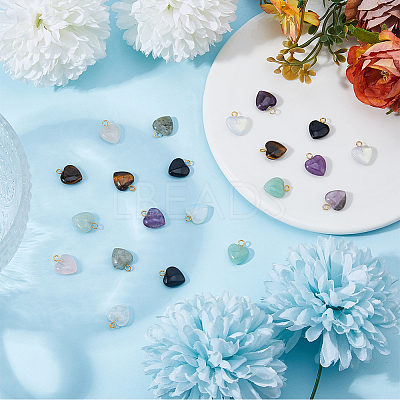 32Pcs 8 Styles Mixed Gemstone Pendants FIND-HS0001-18-1