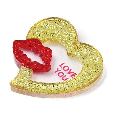 Valentine's Day Printed Opaque Acrylic Pendants FIND-D283-11H-1