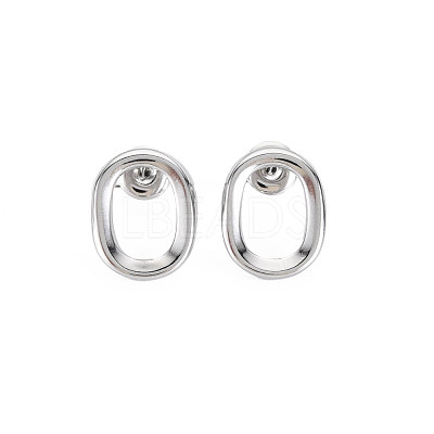 Non-Tarnish 304 Stainless Steel Hollow Oval Stud Earrings for Woman EJEW-N097-004P-1