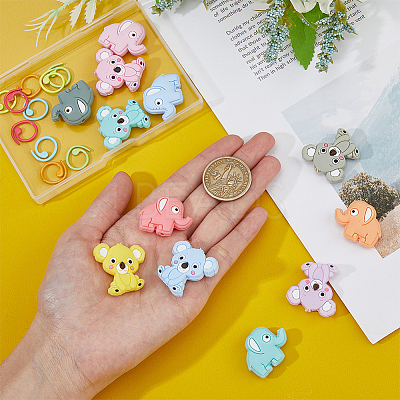 12Pcs Baking Paint Zinc Alloy Knitting Stitch Marker Rings DIY-DC0002-32-1