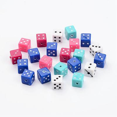 Chunky Mixed Color Acrylic Dice Beads X-MACR-3030-1