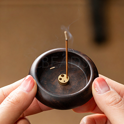 Round Wood Incense Burners Holder AJEW-WH0696-817A-1