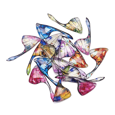 DIY Brass & Epoxy Resin Butterfly Wing Dangle Earring Jewelry Kits DIY-TA0010-65B-1