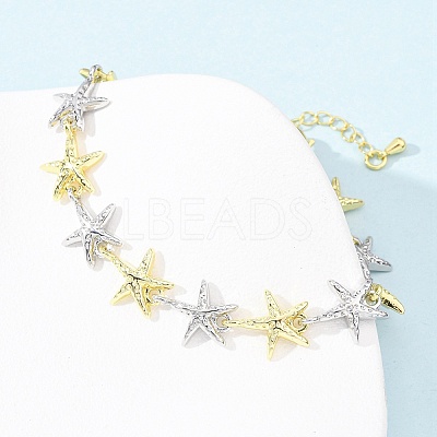 Brass Link Chain Bracelets for Women BJEW-G762-01GP-04-1