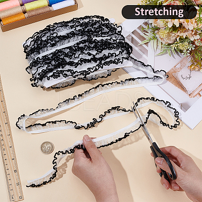 25M Nylon with Spandex Lace Wrinkle Ribbon OCOR-BC0009-48B-1